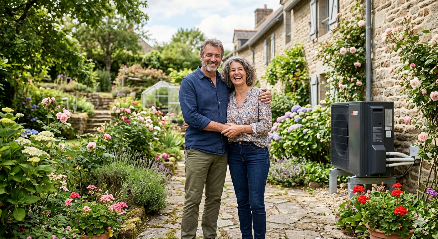 Client satisfait après installation pompe à chaleur par MPRénovation